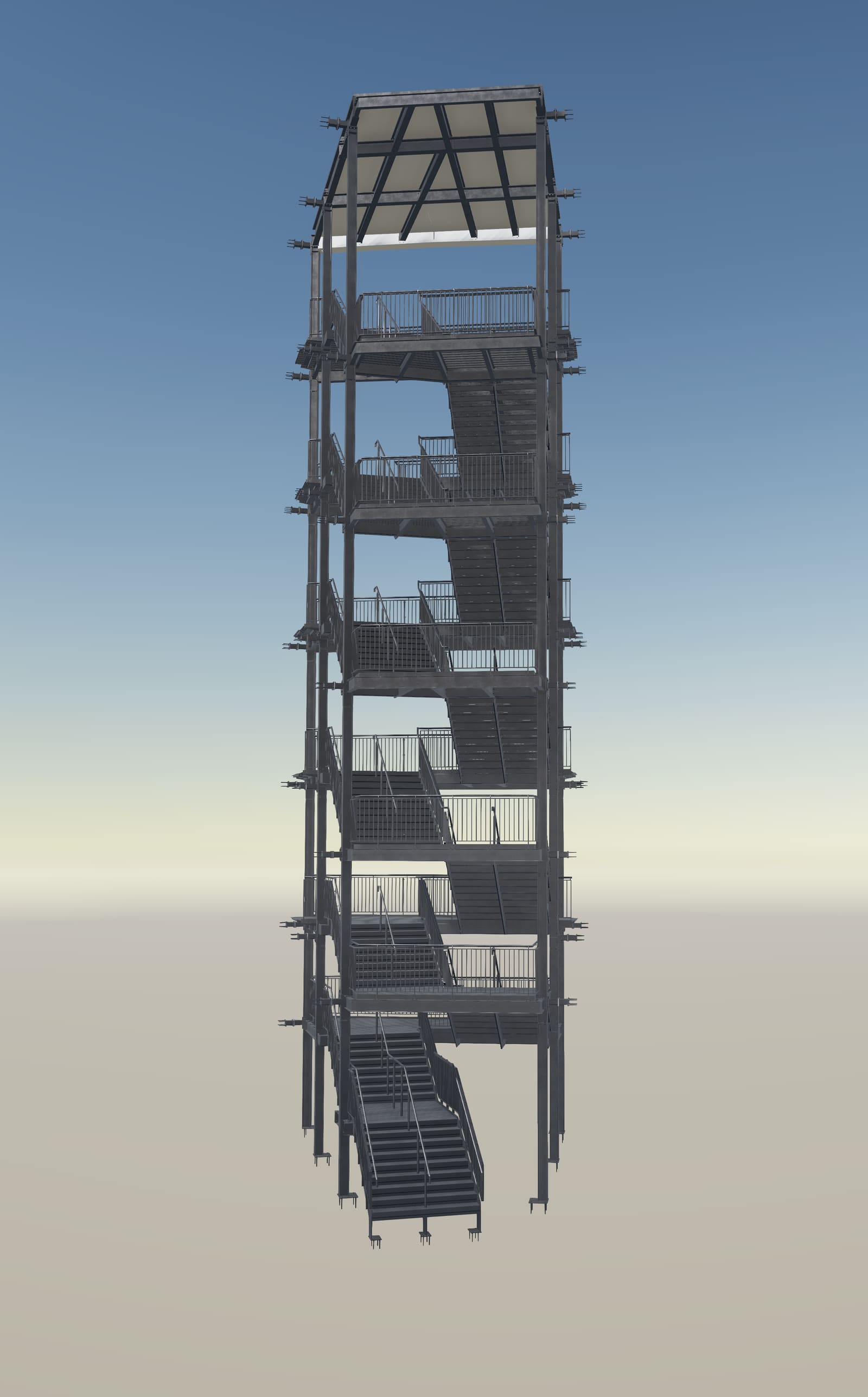 Structural steel staircase coordinated within the building model