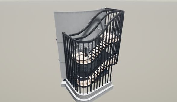 Steel escape staircase model